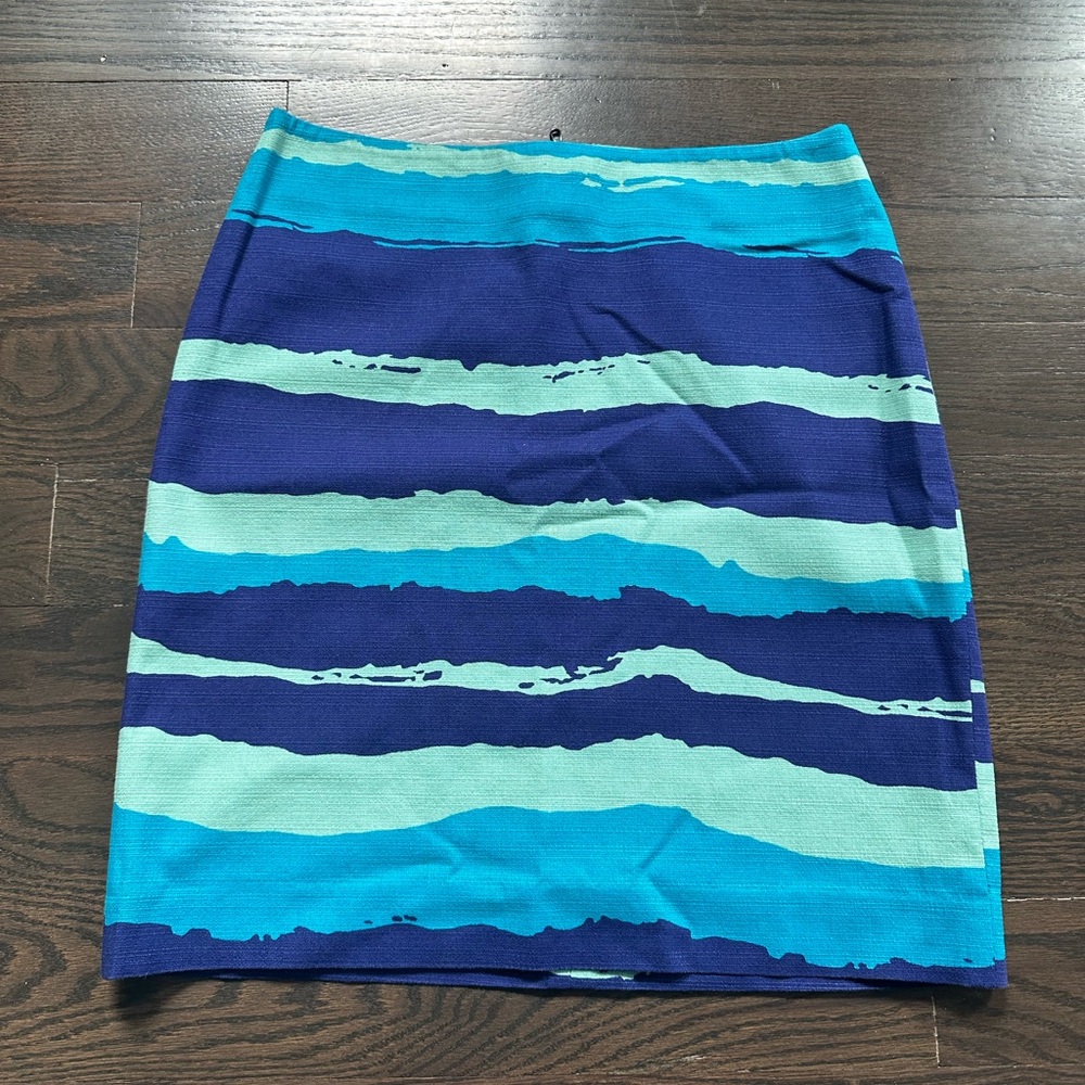 Ann Taylor Blue and Teal Striped Pencil Skirt